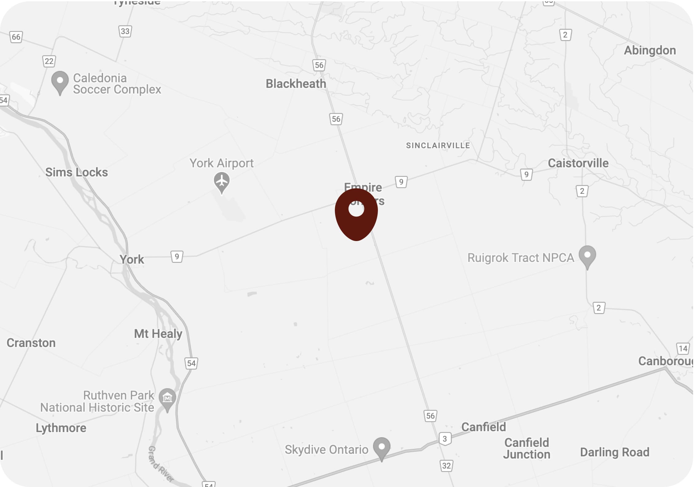Map showing location of Lloyd's Cabinet Shop showroom